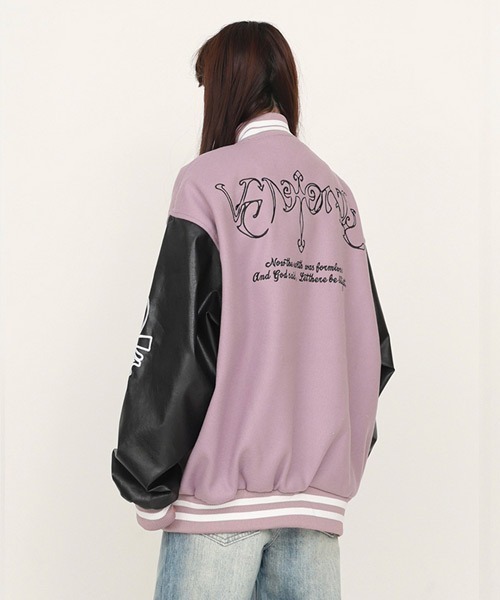 Ressaca（レサーカ）の「オーバーサイズサガラ刺繍スタジャン PUレザー