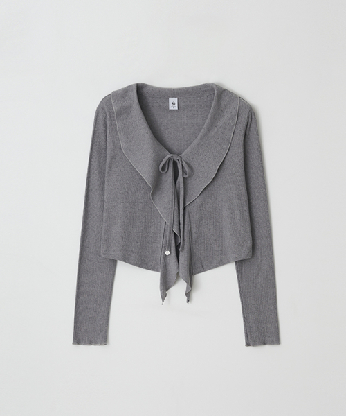 RONRON(ロンロン)の「PENDANT SAILOR FRILL EYELET CARDIGAN GREY(カーディガン/ボレロ・レディース・その他・FREE)」の1枚目の写真