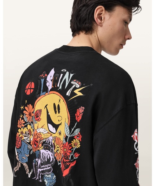 ALLSAINTS(オールセインツ)の「GARDENS OVERSIZED GRAPHIC T-SHIRT | GARDENS オーバーサイズ グラフィック Tシャツ(Tシャツ/カットソー・メンズ・ブラック・M/XS/S)」の2枚目の写真