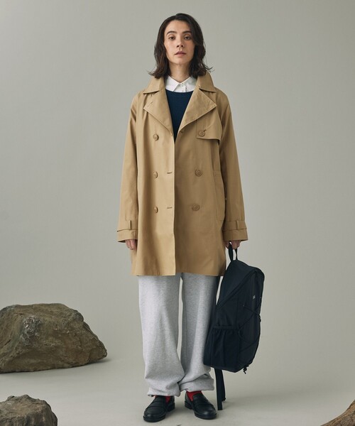 AIGLE（エーグル）の「GORE-TEX ゴアテックス 防風 防水 透湿 ミドルトレンチコート / フード取り外し可（トレンチコート・レディース・ベージュ/ブラック・36/38/40）」の4枚目の写真