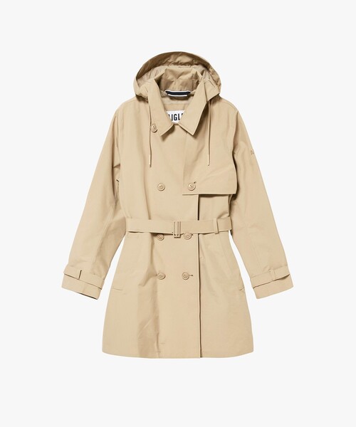 AIGLE（エーグル）の「GORE-TEX ゴアテックス 防風 防水 透湿 ミドルトレンチコート / フード取り外し可（トレンチコート・レディース・ベージュ/ブラック・36/38/40）」の13枚目の写真