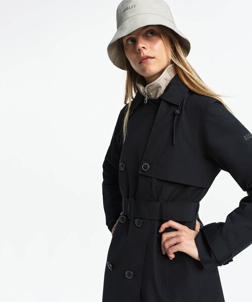 GORE-TEX ゴアテックス 防風 防水 透湿 ミドルトレンチコート / フード