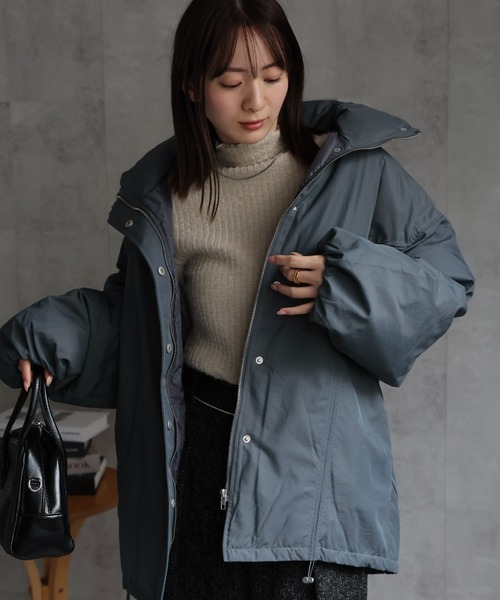 セール】ファイバーダウン フロントドロストミドルブルゾン/パディング