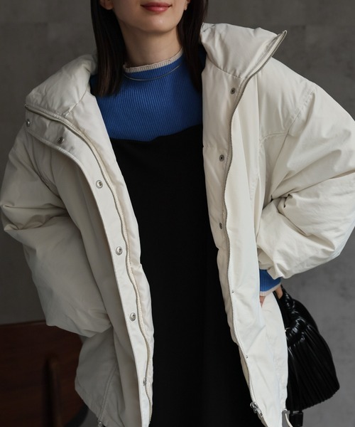 sakishimatokyo（サキシマトーキョー）の「ファイバーダウン フロントドロストミドルブルゾン/パディングブルゾン（ダウンジャケット/コート・レディース・ブルー系その他/カーキ/ブラック/アイボリー・FREE）」の7枚目の写真