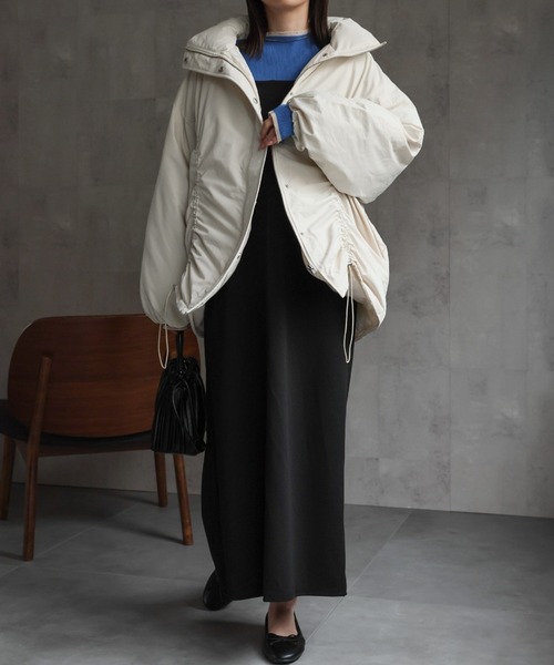 sakishimatokyo（サキシマトーキョー）の「ファイバーダウン フロントドロストミドルブルゾン/パディングブルゾン（ダウンジャケット/コート・レディース・ブルー系その他/カーキ/ブラック/アイボリー・FREE）」の17枚目の写真