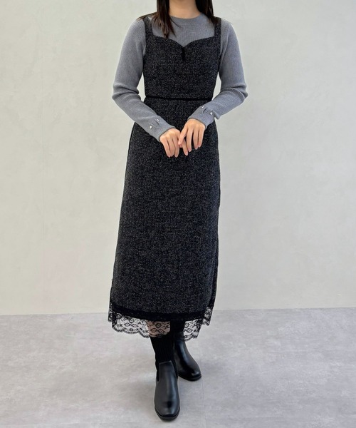 31 Sons de mode（トランテアン　ソン　ドゥ　モード）の「2025秋冬新作 ツイードレーストリミングジャンスカ（ジャンパースカート・レディース・オフホワイト/ブラック・S/M）」の8枚目の写真