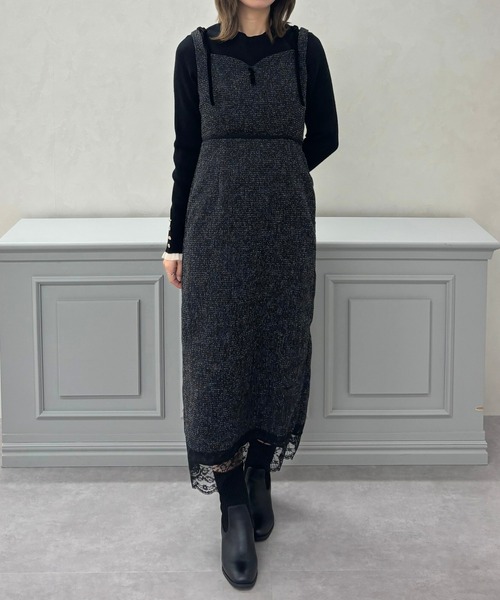 31 Sons de mode（トランテアン　ソン　ドゥ　モード）の「2025秋冬新作 ツイードレーストリミングジャンスカ（ジャンパースカート・レディース・オフホワイト/ブラック・S/M）」の6枚目の写真