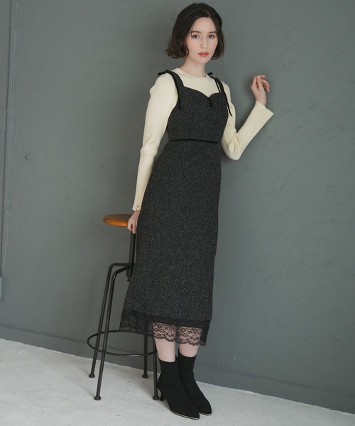 REVERIE 200 - 50+9 10/31まで LANVIN COLLECTION バイカラーフォーマルオックスフォード・ドレス