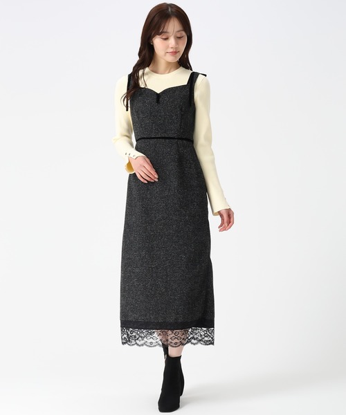 31 Sons de mode（トランテアン　ソン　ドゥ　モード）の「2025秋冬新作 ツイードレーストリミングジャンスカ（ジャンパースカート・レディース・オフホワイト/ブラック・S/M）」の19枚目の写真