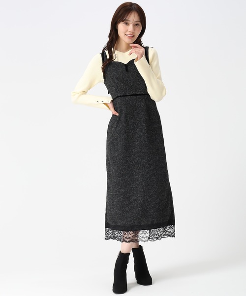 31 Sons de mode（トランテアン　ソン　ドゥ　モード）の「2025秋冬新作 ツイードレーストリミングジャンスカ（ジャンパースカート・レディース・オフホワイト/ブラック・S/M）」の20枚目の写真
