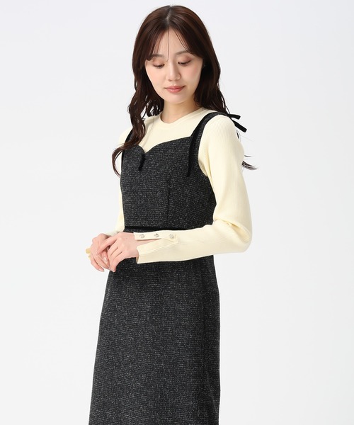 31 Sons de mode（トランテアン　ソン　ドゥ　モード）の「2025秋冬新作 ツイードレーストリミングジャンスカ（ジャンパースカート・レディース・オフホワイト/ブラック・S/M）」の18枚目の写真