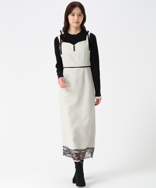 31 Sons de mode（トランテアン　ソン　ドゥ　モード）の「2025秋冬新作 ツイードレーストリミングジャンスカ（ジャンパースカート・レディース・オフホワイト/ブラック・S/M）」の16枚目の写真