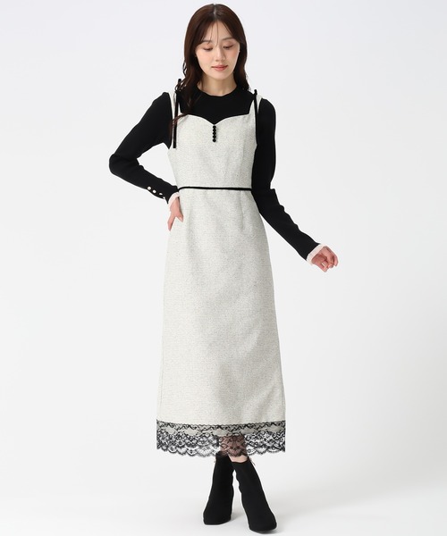 31 Sons de mode（トランテアン　ソン　ドゥ　モード）の「2025秋冬新作 ツイードレーストリミングジャンスカ（ジャンパースカート・レディース・オフホワイト/ブラック・S/M）」の17枚目の写真