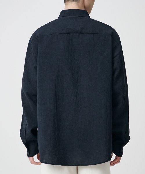 MUSINSA STANDARD（ムシンサスタンダード）の「リラックスドリネンライクシャツ[ネイビー]（シャツ/ブラウス・メンズ・その他・SMALL/MEDIUM/LARGE/X-LARGE/XX-LARGE）」の3枚目の写真