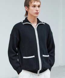 TRIP LE SENS（トリップ ル センス）の「ツーウェイコンビネーションウールジップアップニット_ブラック（カーディガン/ボレロ）」