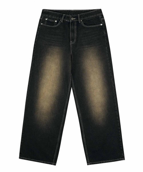 TRILLION(トリリオン)の「フロントウォッシュワイドデニムパンツ(YELLOW BLACK)(デニムパンツ・レディース・その他・SMALL/MEDIUM/LARGE/X-LARGE)」の3枚目の写真