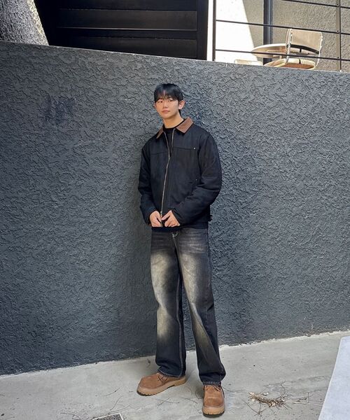 TRILLION(トリリオン)の「フロントウォッシュワイドデニムパンツ(YELLOW BLACK)(デニムパンツ・レディース・その他・SMALL/MEDIUM/LARGE/X-LARGE)」の14枚目の写真