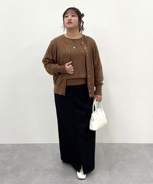 CHIC STYLE(シックスタイル)の「ニットアンサンブル<大きいサイズ有>シックスタイル(カーディガン/ボレロ・レディース・ミント/モカ/ブラック・M/L/LL/3L/4L/5L)」の7枚目の写真