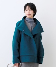 IEDIT（イディット）の「ＩＥＤＩＴ　ウール混スライバー素材で軽やか　スタンドカラーで顔まわり華やか　スライバーショートコート（その他アウター）」