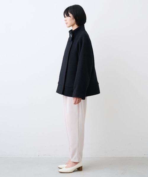 IEDIT（イディット）の「ＩＥＤＩＴ　ウール混スライバー素材で軽やか　スタンドカラーで顔まわり華やか　スライバーショートコート（その他アウター・レディース・ブルーグリーン/ブラック・M/L/LL/3L/4L/S）」の6枚目の写真