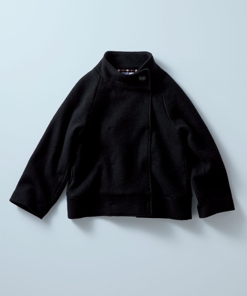 IEDIT（イディット）の「ＩＥＤＩＴ　ウール混スライバー素材で軽やか　スタンドカラーで顔まわり華やか　スライバーショートコート（その他アウター・レディース・ブルーグリーン/ブラック・M/L/LL/3L/4L/S）」の15枚目の写真