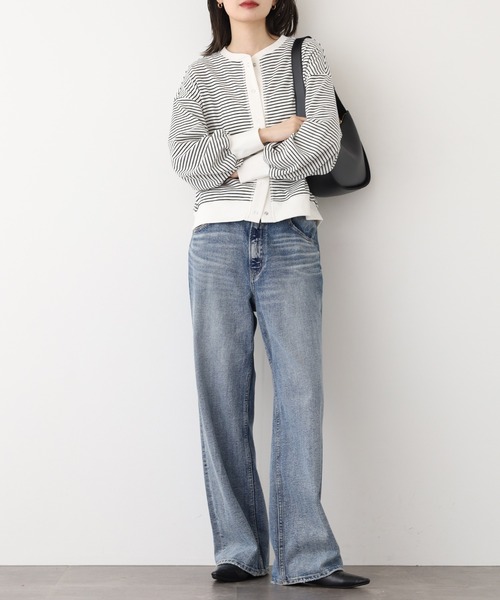 OMNES（オムネス）の「リブボリューム袖カーディガン長袖（カーディガン/ボレロ・レディース・ラベンダー/アイボリー/ホワイト×ブラック・FREE）」の11枚目の写真