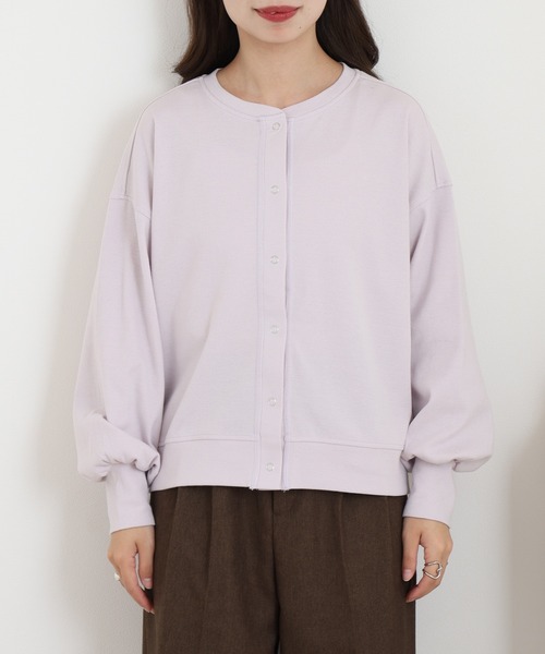 OMNES（オムネス）の「リブボリューム袖カーディガン長袖（カーディガン/ボレロ・レディース・ラベンダー/アイボリー/ホワイト×ブラック・FREE）」の16枚目の写真