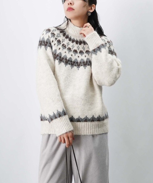 cocoyu　スカルモチーフ フェアアイルジャカード タートルニット PRODIGAL（プロディガル） フェアアイル柄 プルオーバー 日本製 M L