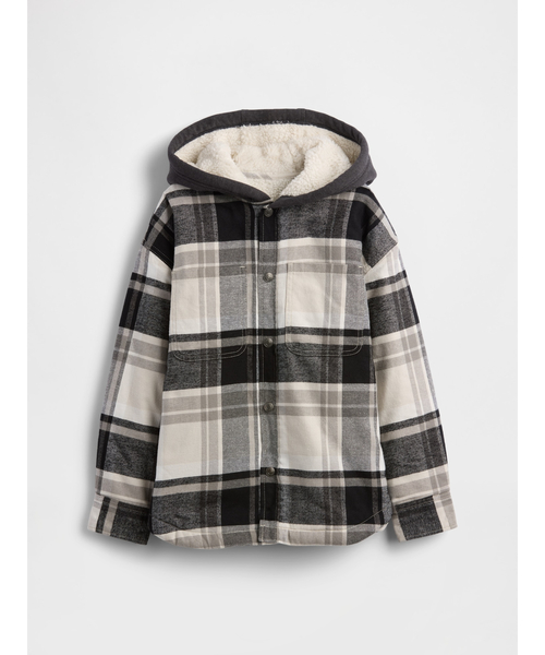 GAP(ギャップ)の「裏ボア フード付き フランネル シャケット (キッズ)(その他アウター・キッズ・グレー・160cm/150cm/130cm/110cm/120cm/140cm)」の7枚目の写真