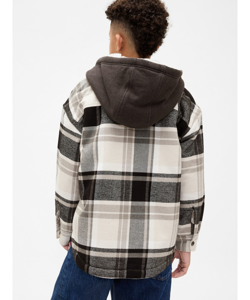 GAP(ギャップ)の「裏ボア フード付き フランネル シャケット (キッズ)(その他アウター・キッズ・グレー・160cm/150cm/130cm/110cm/120cm/140cm)」の8枚目の写真