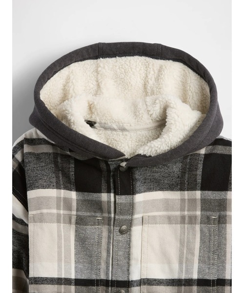 GAP(ギャップ)の「裏ボア フード付き フランネル シャケット (キッズ)(その他アウター・キッズ・グレー・160cm/150cm/130cm/110cm/120cm/140cm)」の6枚目の写真