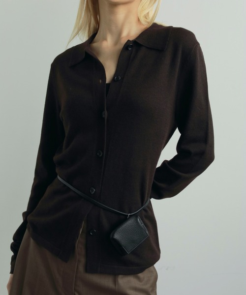 anuke(アンヌーク)の「Basic Knit Shirts(シャツ/ブラウス・レディース・ネイビー/ブラウン・FREE)」の2枚目の写真