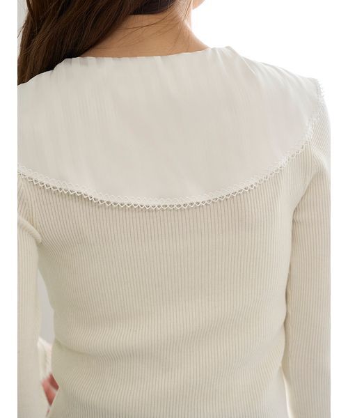 SNIDEL(スナイデル)の「Sustainableスカーフブラウスドッキングプルオーバー(ニット/セーター・レディース・グレー/アイボリー/ダークネイビー・F)」の20枚目の写真