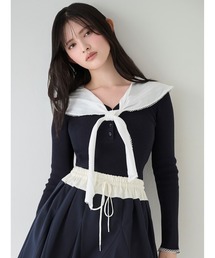 SNIDEL | Sustainableスカーフブラウスドッキングプルオーバー(ニット/セーター)