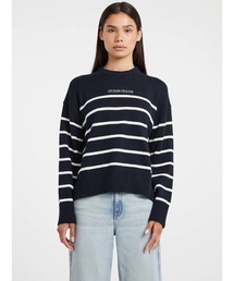 GUESS JEANS Long Sleeves Crew Neck Striped Sweater ニットトップス
