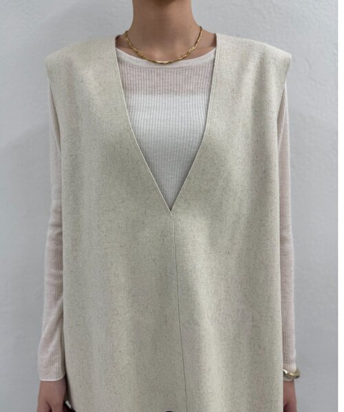 LOUNGEDRESS（ラウンジドレス）の「ウールジレ（ベスト・レディース・アイボリー/ブラック/モカ・FREE）」の15枚目の写真