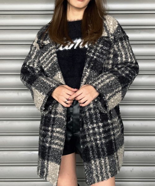 EGOIST（エゴイスト）の「チェック柄ミドル丈コート（その他アウター・レディース・ブラック/ブラウン・FREE）」の20枚目の写真