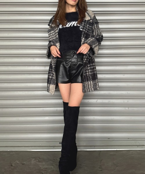 EGOIST（エゴイスト）の「チェック柄ミドル丈コート（その他アウター・レディース・ブラック/ブラウン・FREE）」の5枚目の写真