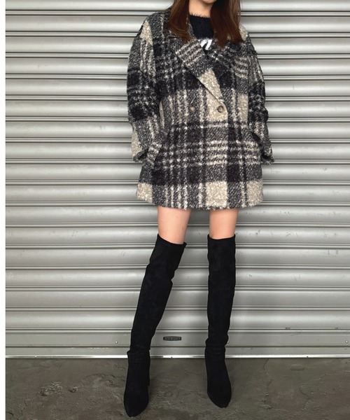 EGOIST（エゴイスト）の「チェック柄ミドル丈コート（その他アウター・レディース・ブラック/ブラウン・FREE）」の14枚目の写真