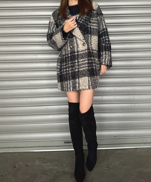 EGOIST（エゴイスト）の「チェック柄ミドル丈コート（その他アウター・レディース・ブラック/ブラウン・FREE）」の15枚目の写真