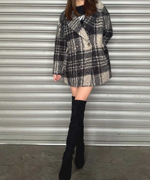 EGOIST（エゴイスト）の「チェック柄ミドル丈コート（その他アウター・レディース・ブラック/ブラウン・FREE）」の13枚目の写真