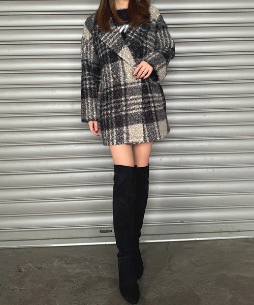 EGOIST（エゴイスト）の「チェック柄ミドル丈コート（その他アウター・レディース・ブラック/ブラウン・FREE）」の12枚目の写真