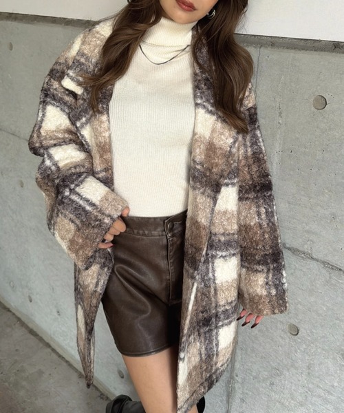 EGOIST（エゴイスト）の「チェック柄ミドル丈コート（その他アウター・レディース・ブラック/ブラウン・FREE）」の18枚目の写真