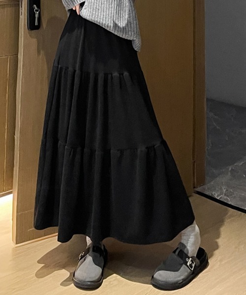 SallyLunn（サリーラン）の「ソフトタッチロングスカート（スカート・レディース・ブラウン/グレー/ブラック・LARGE/MEDIUM）」の2枚目の写真