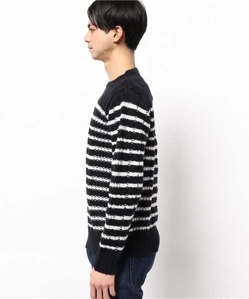 CIAOPANIC TYPY（チャオパニックティピー）の「ケーブルボーダー起毛ニットプルオーバー（ニット/セーター・メンズ・グレー/ネイビー/ホワイト・LARGE/MEDIUM/SMALL）」の6枚目の写真