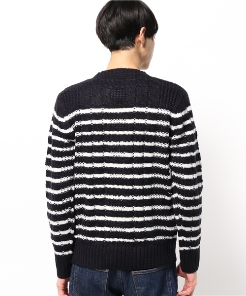 CIAOPANIC TYPY（チャオパニックティピー）の「ケーブルボーダー起毛ニットプルオーバー（ニット/セーター・メンズ・グレー/ネイビー/ホワイト・LARGE/MEDIUM/SMALL）」の7枚目の写真