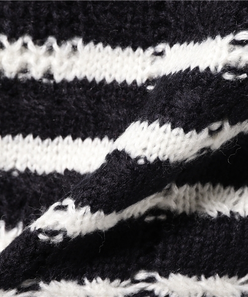 CIAOPANIC TYPY（チャオパニックティピー）の「ケーブルボーダー起毛ニットプルオーバー（ニット/セーター・メンズ・グレー/ネイビー/ホワイト・LARGE/MEDIUM/SMALL）」の5枚目の写真