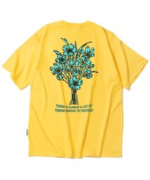 フラワーバンドルグラフィックTシャツ - イエロー