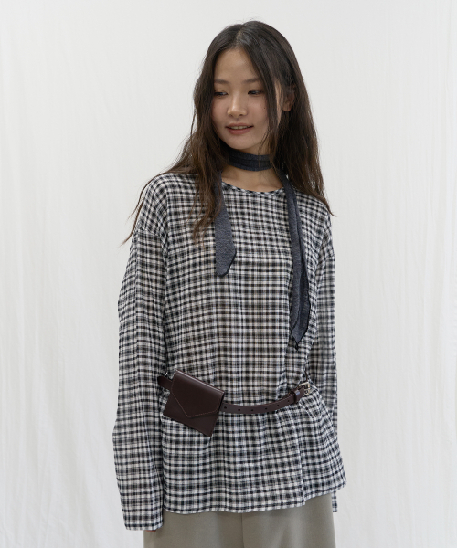 JULIAPEPE(ジュリアペペ)の「Long Sleeve Layered Check Top (Charcoal)(Tシャツ/カットソー・レディース・その他・FREE)」の3枚目の写真
