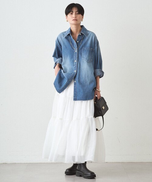 LOUNGEDRESS（ラウンジドレス）の「オーガンジーティアードスカート（スカート・レディース・オフホワイト・FREE）」の3枚目の写真